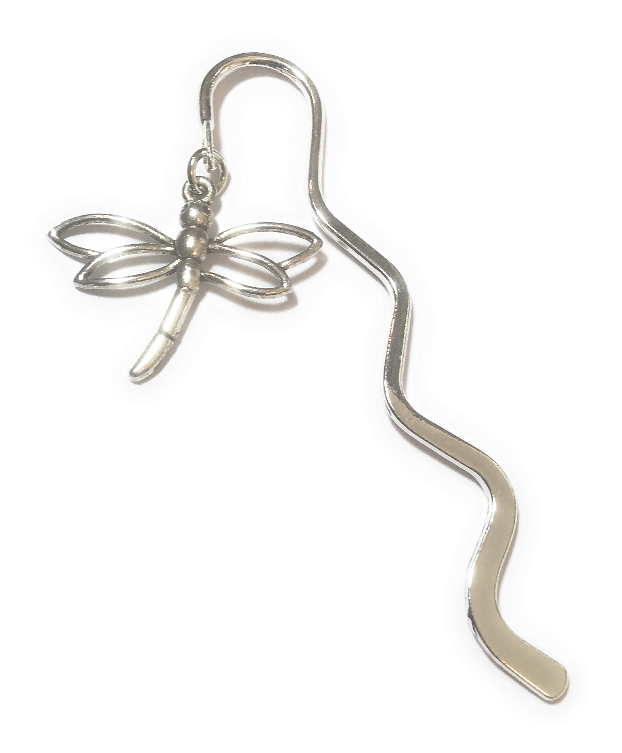 FizzyButton Gifts Dragonfly Silver Tone mini Bookmark with Silver Tone Charm, in Gift Bag
