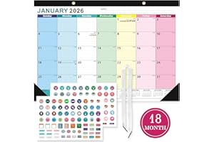 Ywlake Desk Calendar 2026-2027, January 2026 to June 2027, 18 Months 17" x 12" Large Monthly Desktop Wall Calendar With Plast