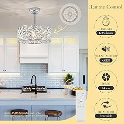 CATINER Chrome Crystal Caged Ceiling Fans with
