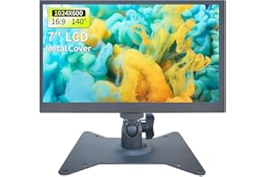 Qcvoruno 7 inch Security Monitor & Displays, Metal Case Built-in Dual Speakers Portable LCD Monitor, 1024 * 600 Resolution, AV/HD/VGA/BNC/USB Input,Suitable for Game CCTV PC DVD DSLR