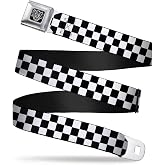 Buckle-Down unisex-adult Belt Seatbelt Buckle Checker Black White