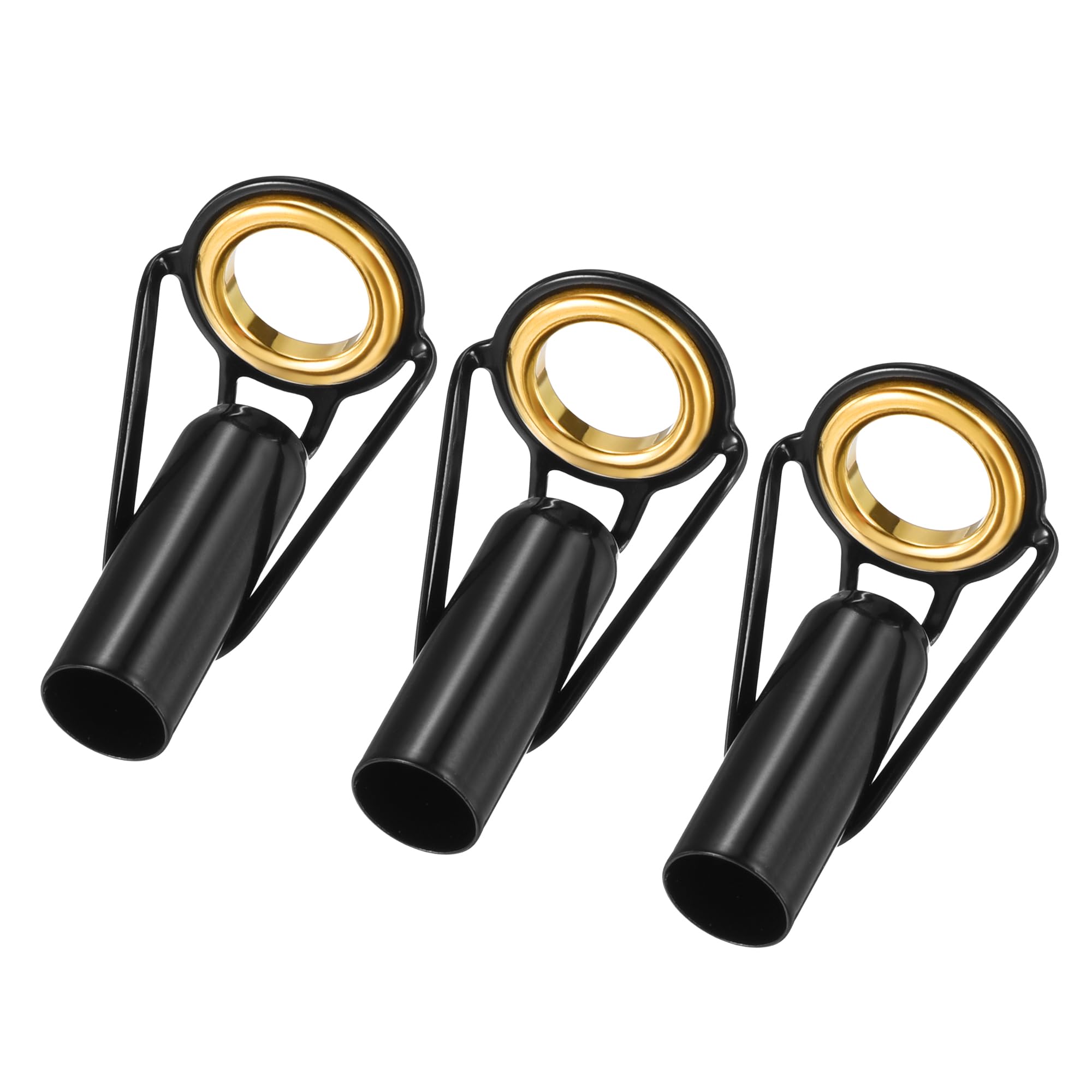 M METERXITY 3 Pack Fishing Rod Tips Repair Kit - Stainless Steel Ring Guide Replacement, Corrosion-Resistant, Apply to Fishing Rod (7mm Tube Dia, Black)