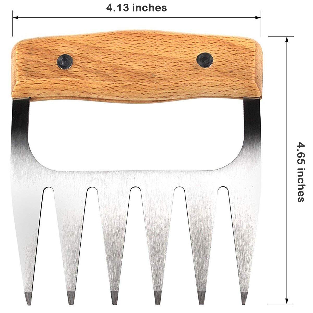 Metal Pulled Meat Shredder Claws,Stainless Steel BBC Meat Carving Forks with Wooden Handle, Meat Handling Claws, Meat Shredders for Shredding, Pulling, Handing, Lifting and Carving Meat (2Pcs)