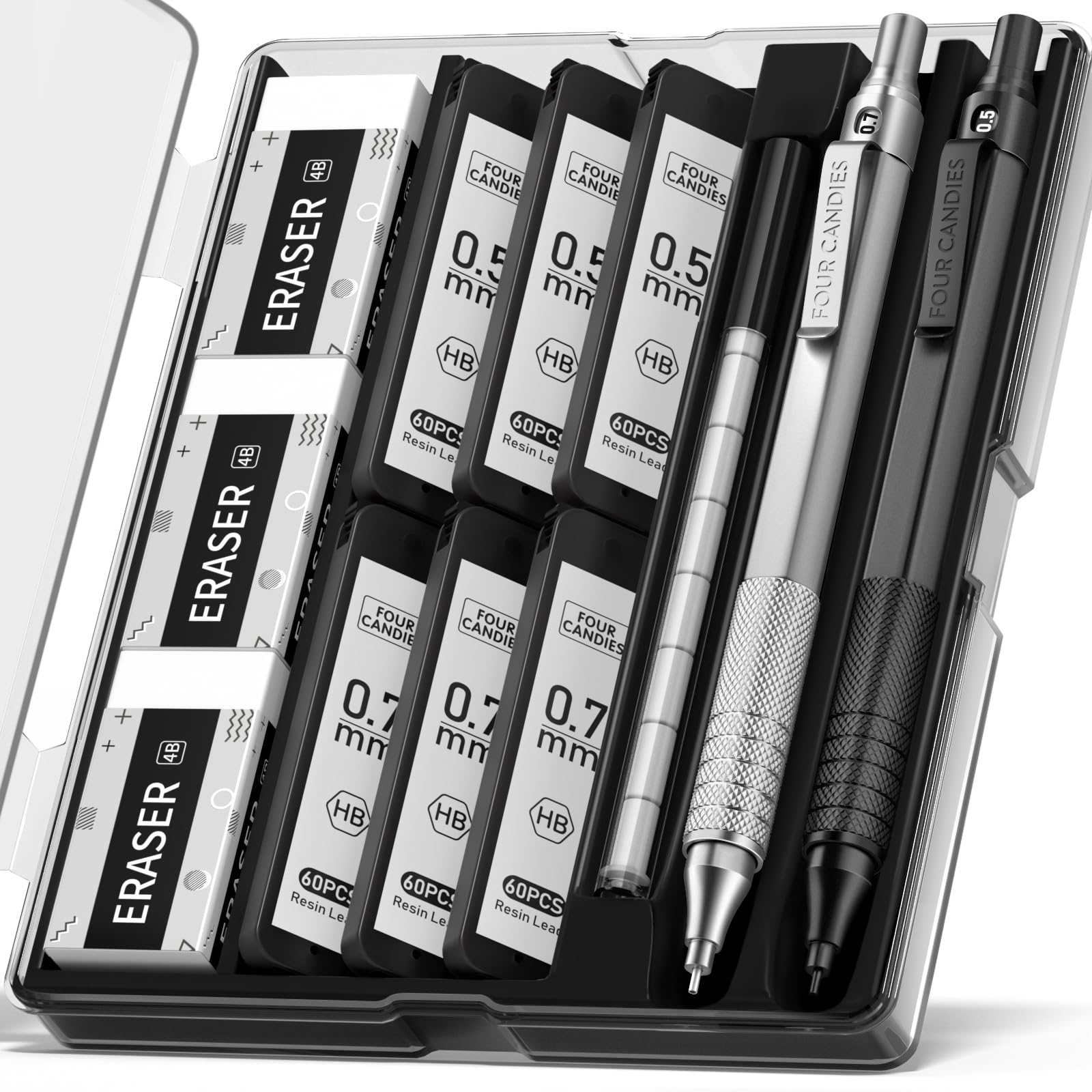 Four Candies 2PCS Metal Mechanical Pencils Set with