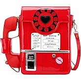 KUANG! Women Reflective Fashion Telephone Shaped Shoulder Bag Ladies Novelty Microphone Crossbody Bag Chain Purse for Girls