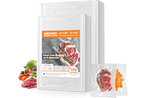 Wevac Vacuum Sealer Bags – 100 Count (6″×10″ & 8″×12″), Heavy-Duty BPA-Free Food Storage Bags, Puncture-Resistant, Freezer & Sous Vide Safe, Compatible with All Vacuum Sealers