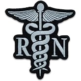 Nurse Patch Embroidered RN Caduceus Symbol Iron-On for Uniforms Jackets Bags Hats and Accessories, Gifts for Nurse
