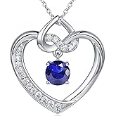Heart Birthstone Necklaces Gifts for Women Wife, Jewelry for Women Wedding Anniversary Birthday Gifts for Wife Girlfriend Mom Christmas Valentines Gifts S925 Sterling Silver