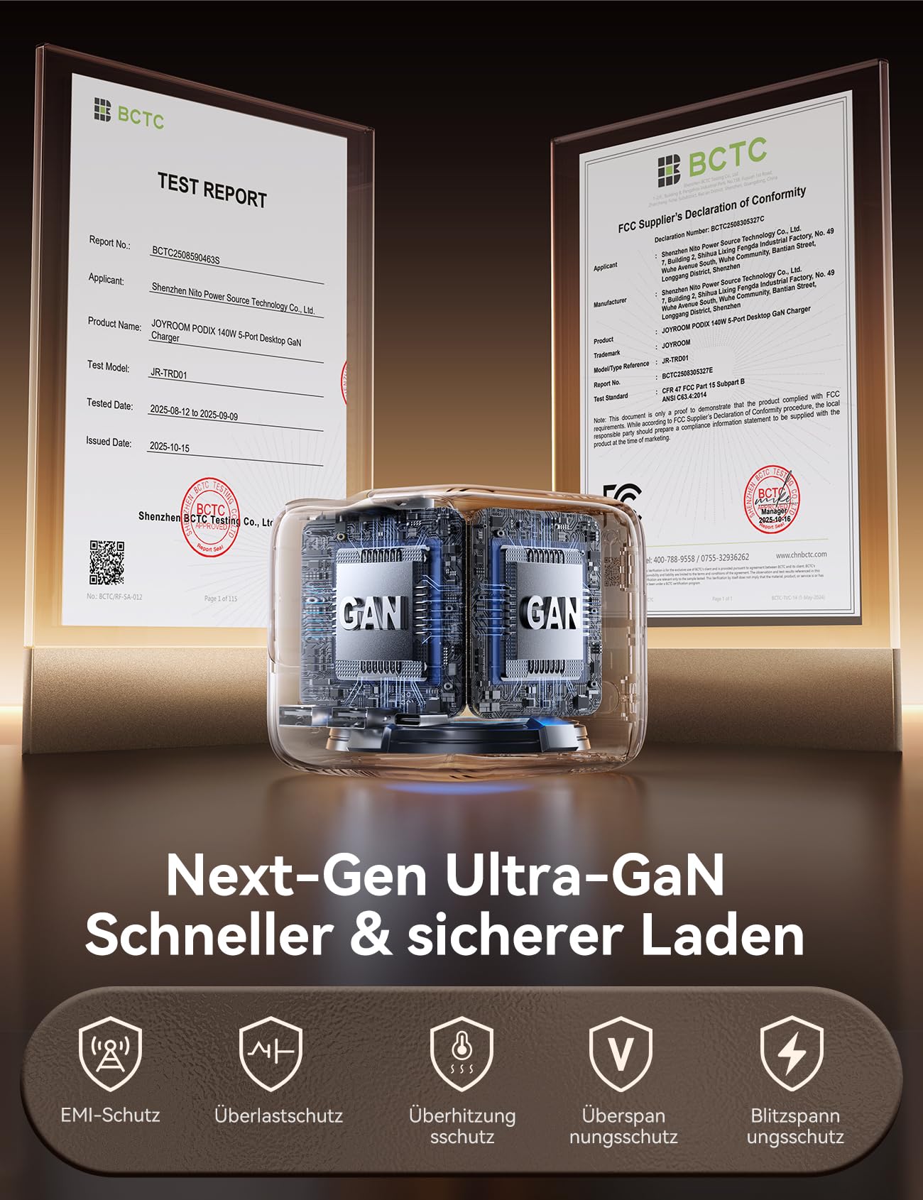 JOYROOM PODIX 140W 5‑in‑1 GaN Ultra Ladelstation, USB‑C Schnellladegerät mit 2 retraktablen 100W Kabeln (80 cm), 1,54" Smart LCD‑Anzeige, kompatibel mit MacBook, iPhone, Samsung | Für Büro & Zuhause 8