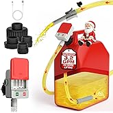 Keimi Fuel Transfer Pump with Auto-Stop, 3.2 Gallon per Min, 51" Extra Long Hose, Battery & USB Powered, 4 Can Adapters, Fast and Safe Gas Pump for Oil, Diesel and Gasoline