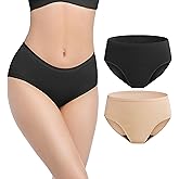 REELINDRY Incontinence Underwear for Women Washable, 2 oz Maximum Abosrbency Panties for Bladder Leak Proof Protection 2 Pack (Black-Beige, L)