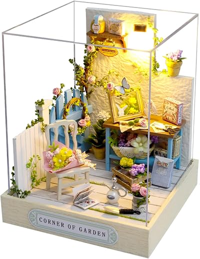Cuteroom DIY Wooden DollHouse Kit with Furniture Corner of Garden