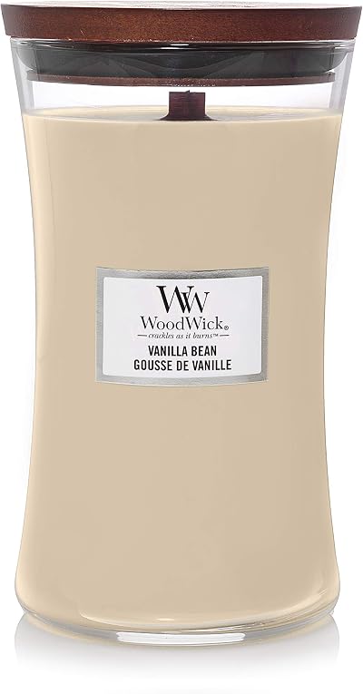 WoodWick Large Hourglass Vanilla Bean Candle with Crackling Wick 130 Hours