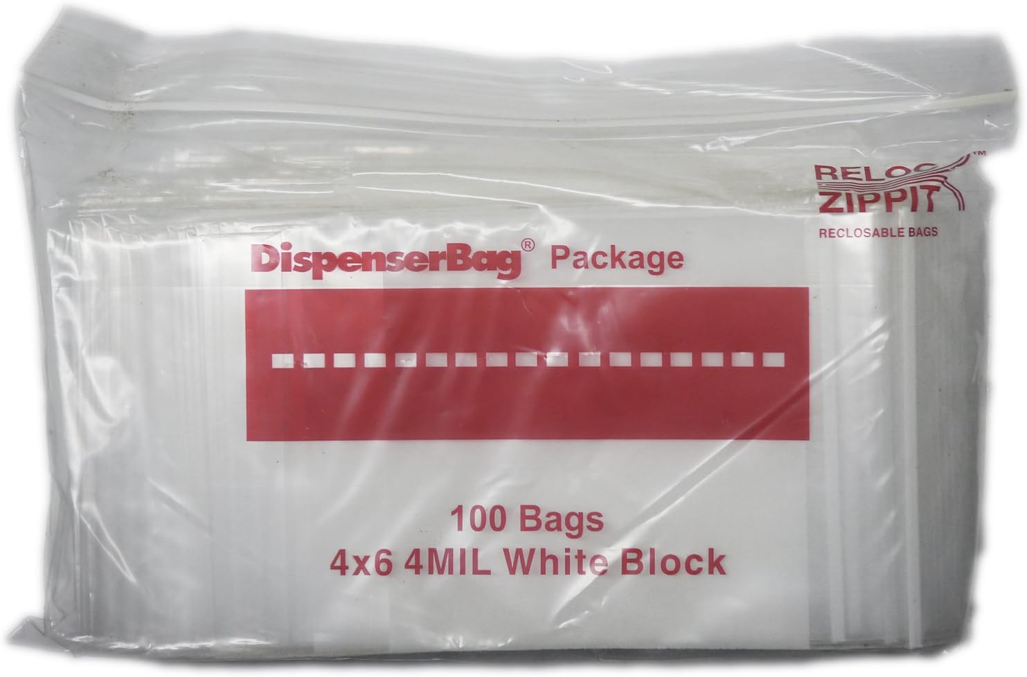 4" x 6" 4-mil (Heavy Duty) White Block Reclosable Poly Bag (100 Pack) Reloc Zippit
