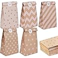 Elvielsl 40Pcs Paper Party Bags, Party Favor Bags Brown Kraft Paper Bag Small Gift Bag Candy Goodie Bag with Thank You Sticke