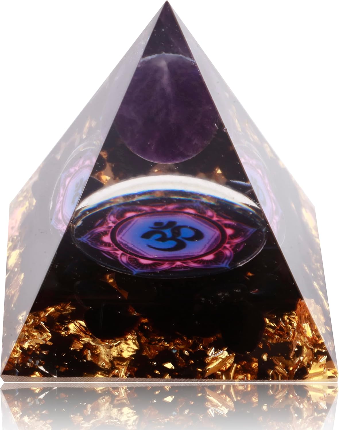 Mixed Media - Yogmudra Orgone Pyramid Postive Energy, Amethyst Chakra Orgonites Pyramid, Orgonite Pyramid for Success, Energy Generator Healing Crystal Pyramid (Om Chakra)