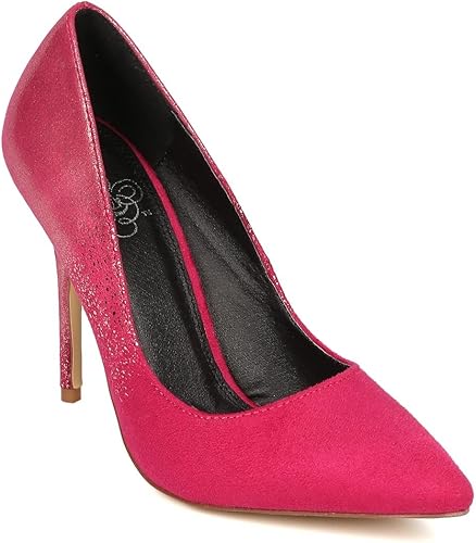 fuchsia suede pumps