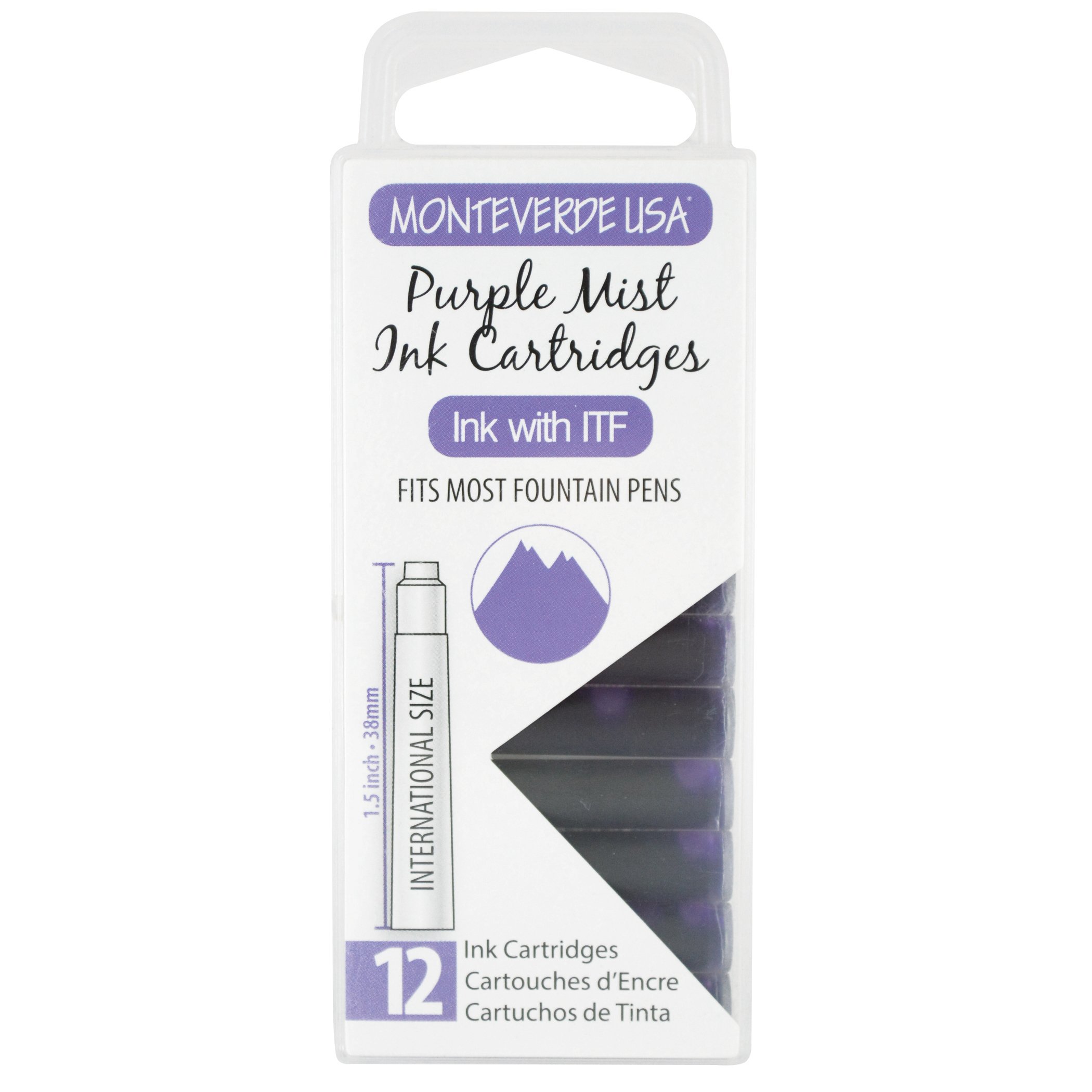 Monteverde G305PM 12 Standard Ink Cartridges - Purple Mist