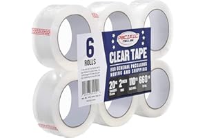 PACIFIC MAILER Clear Packing Tape, 2 Inch Wide, 2.0mil Thickness, 110 Yard Per Roll [Pack of 6 Rolls]