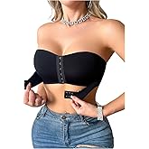 OYOANGLE Women's Front Closure Strapless Bra Comfortable Non Slip Push Up Padded Bandeau Bras