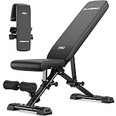FLYBIRD WB5 Weight Bench, ASTM-Certified 800LBS Adjustable Weight Bench Workout Bench Foldable for Home Gym, 90&deg; to -30&deg; FID and 30in Extended Backrest for Bench Press Strength Training Exercise