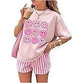 WDIRARA Girl's Cute Graphic T Shirts Crew Neck Short Sleeve Tee Top