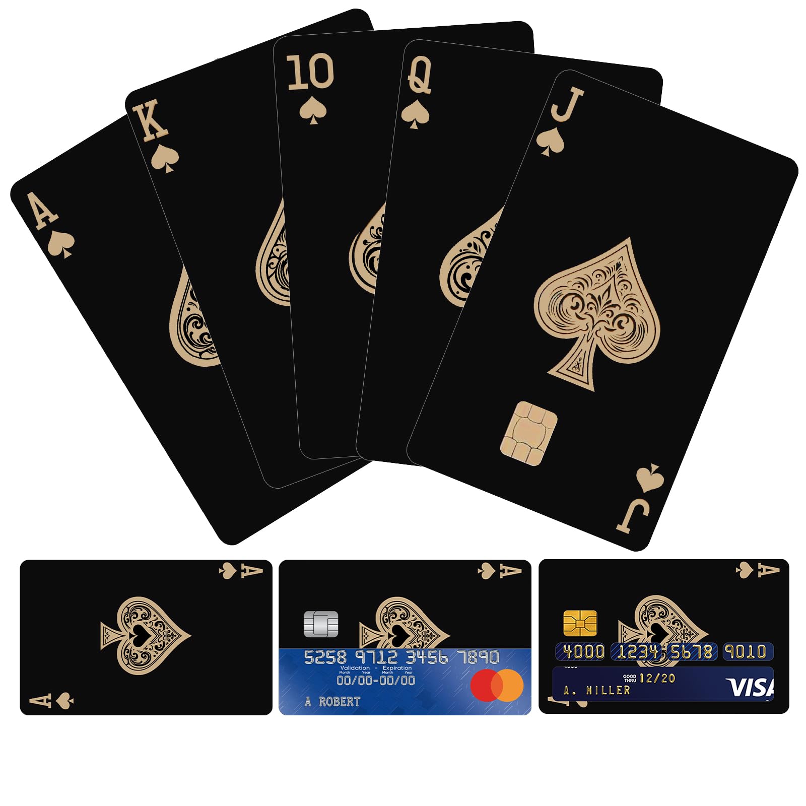 Credit Card Skin Cover Set - Royal Flush Credit Card Stickers - Elegant ...