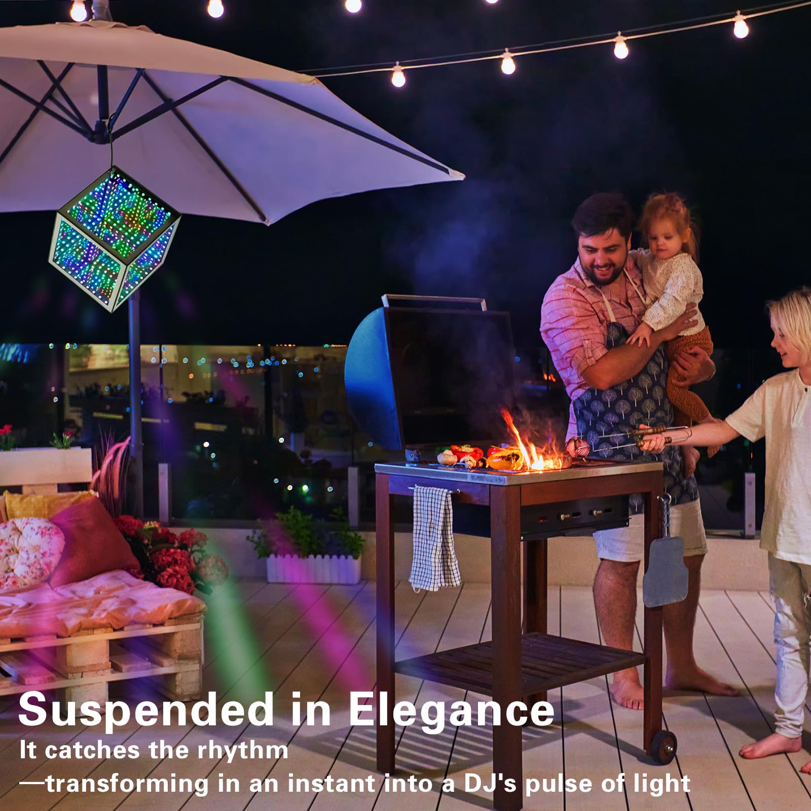 Bixobag RGB Infinity Hyper Cube Light with APP Control - Smart Infinity Mirror Night Light, 16M Colors Music Sync, Gaming Room Decor, Mood Lighting for Bedroom Desk and Party (7 Inches)