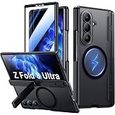 Temdan for Samsung Galaxy Z Fold 8 Ultra Case,[Compatible with MagSafe][Built-in HD Screen Protector &amp; Kickstand][Hinge Protection] Translucent Matte Shockproof Phone Case for Z Fold 8 Ultra,Black