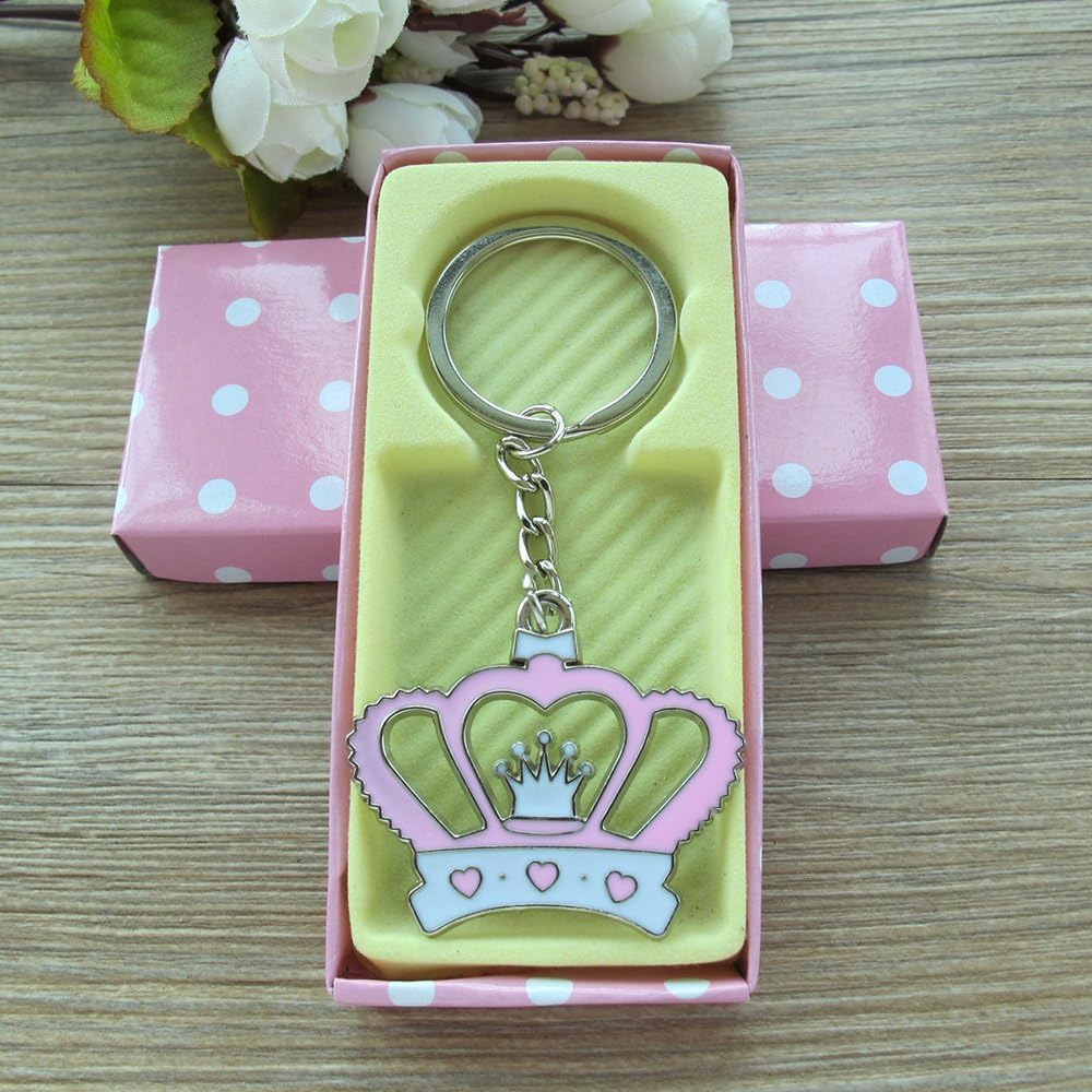 LAURALS Crown Keychain Baby Shower Favor Pink 12PCS/ Birthday Party Gift for Guest/Corona Llavero/Comes in Pink Box