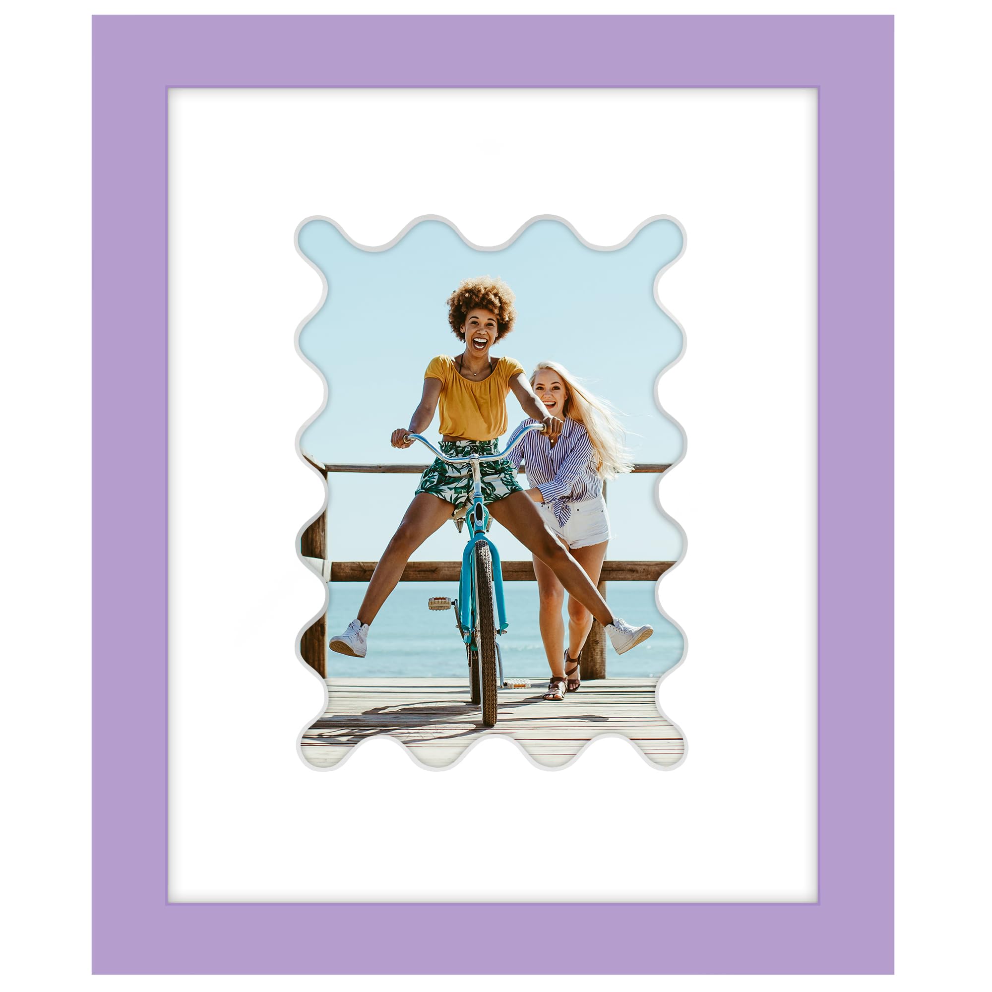 Photo 1 of Americanflat 5x7 Picture Frame with Wavy Mat Insert and Shatter-Resistant Glass - Signature Collection - Designer Photo Frames for Tabletop and Wall Display - 8x10 Picture Frame without Mat - Purple