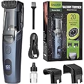 Vacuum Beard Trimmer for Men with 20 Length and Styles Adjustable, Built-in Vacuum Trimmer for Mustache, Sideburns, Facial Hair, Rechargeable Mustache Trimmer