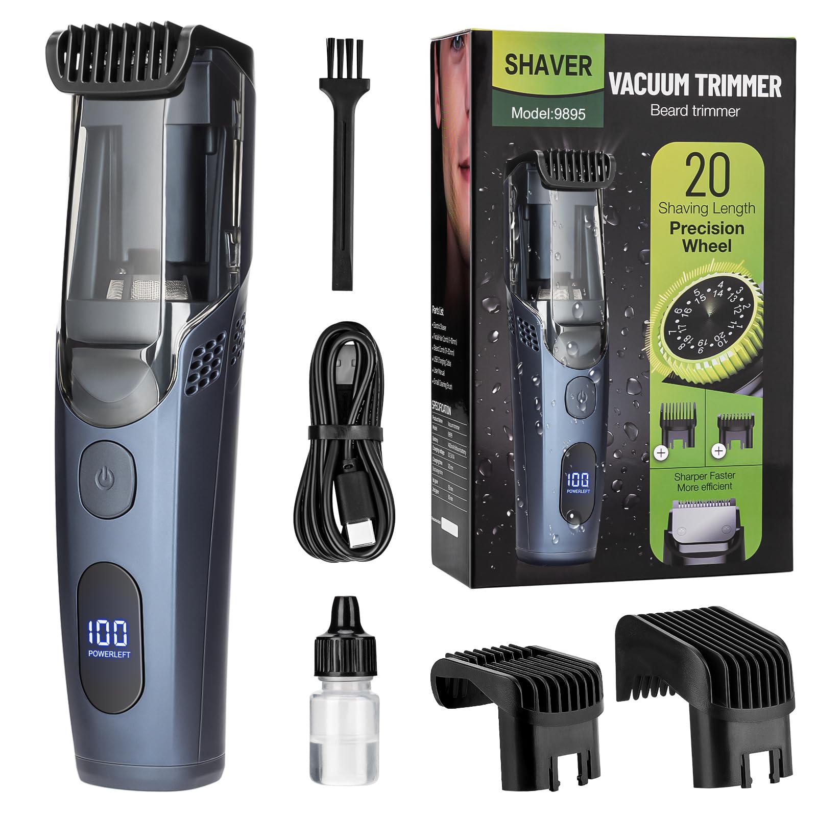 Photo 1 of (used) Vacuum Beard Trimmer for Men with 20 Length and Styles Adjustable, Built-in Vacuum Trimmer for Mustache