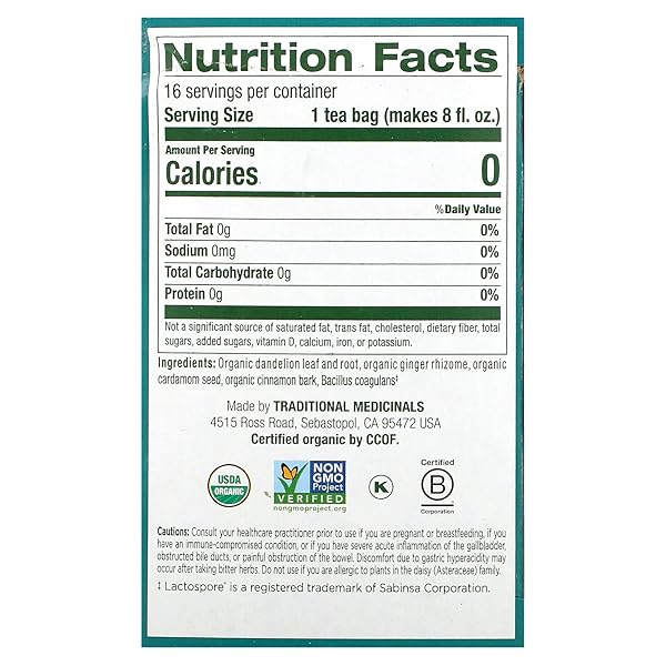 TRADITIONAL MED ORGANIC DANDELION CHAI PROBIOTIC TEA