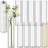 Nuogo 12 Pcs Plastic Clear Cylinder Vase for Home 16 Inch Acrylic Flower Clear Vase Centerpiece for Centerpieces Wedding Party Decorations