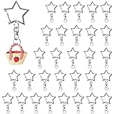 30 Pcs Star Keychain Clasp, 1 Inch Silver Star Shaped Spring Snap Keychain with Chain Hanging Buckle and Open Jump Ring, 360° Rotation Keychains Clips for Crafts DIY Jewelry Making Keychains
