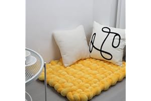 XHJRI Thickened Braided Knot Seat Mat, Knotted Floor Decorative Cushion, Handmade Baby Infant Playing Pad Nursery Rug (27.5 * 31.5 Inch,Orange)