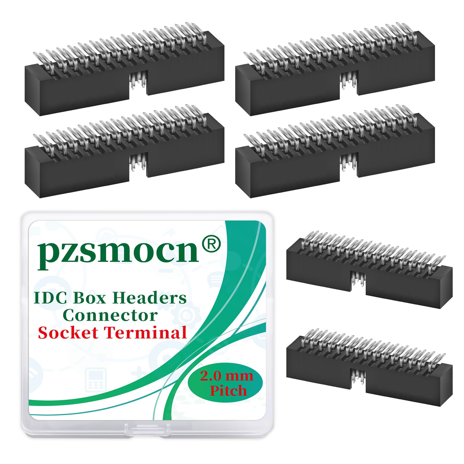 Pzsmocn 20 Pieces IDC 2 * 15 Double Row 2.0 mm Pitch JTAG ISP 30-Pin Box Header Connector Adapter Cable Male Socket SMT Terminal for PCB Electronic Equipment Projects.