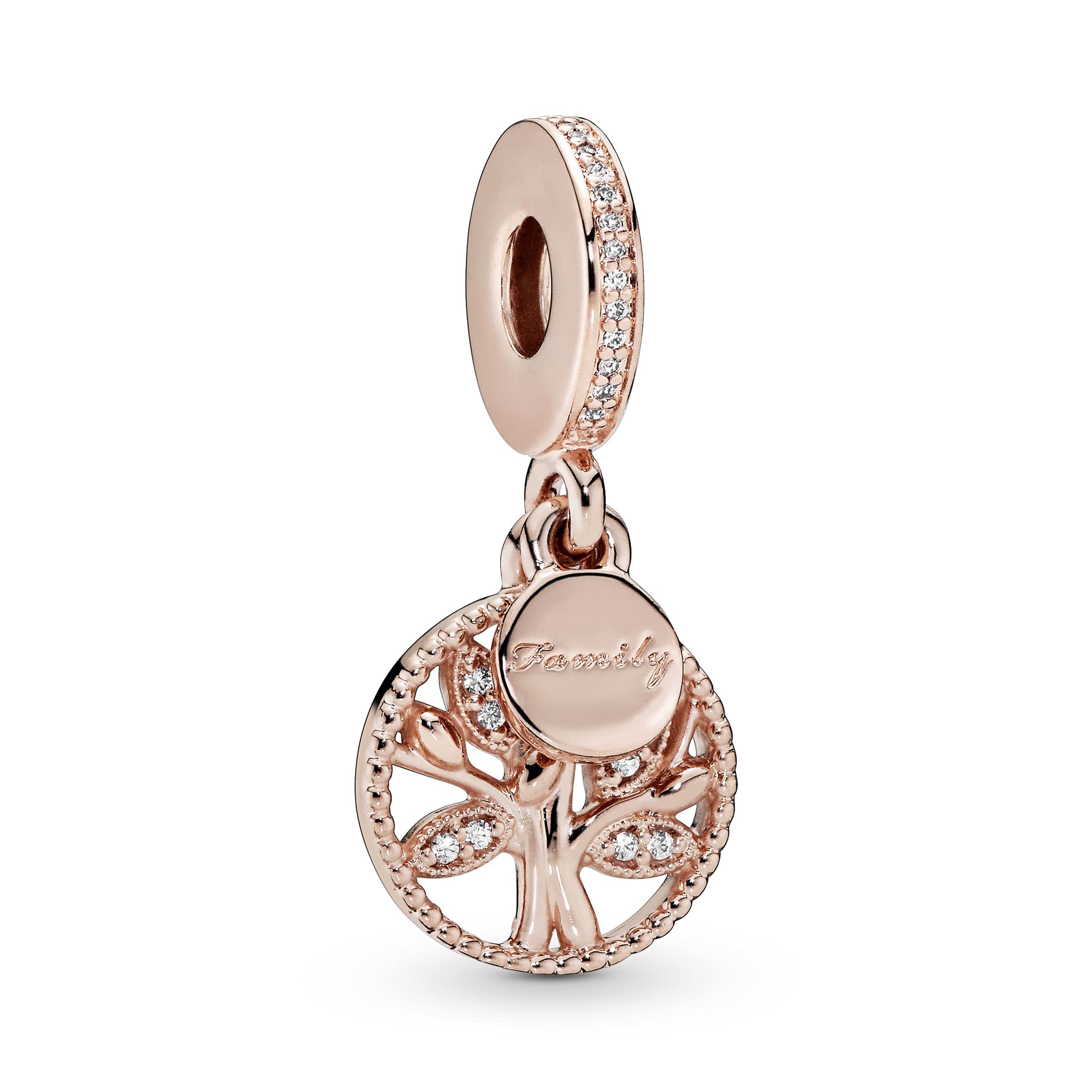 Pandora Moments Women's 14k Rose Gold-Plated Family Heritage Cubic Zirconia Dangle Charm for Bracelet, No Box — image 1