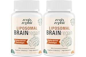 ZENIXZEPHIR Liposomal Brain Supplements for Memory and Focus - Plasmalogen with Curcumin & Vitamin E for Better Absorption- Suitable for Seniors,Adult Men & Women Cognitive Health,High Potency 120 Servings