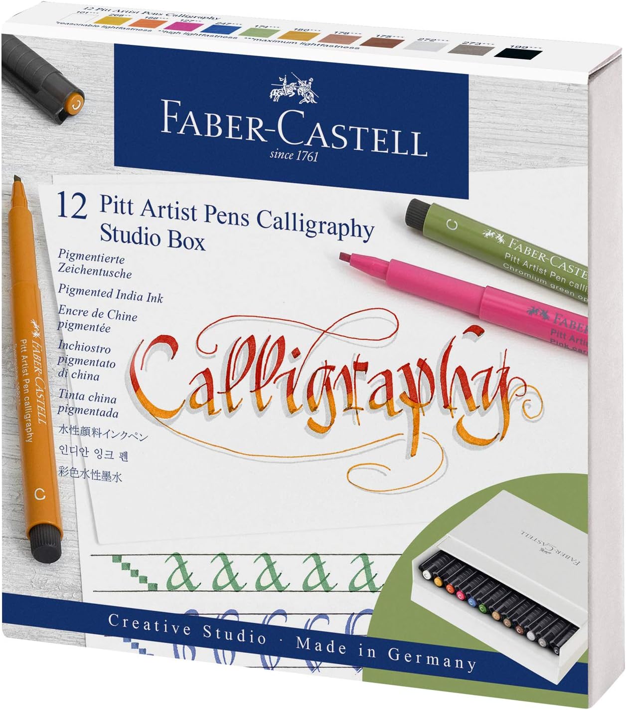 Faber-Castell Pitt - Caja de estudio para caligrafía: Amazon.es: Oficina y papelería