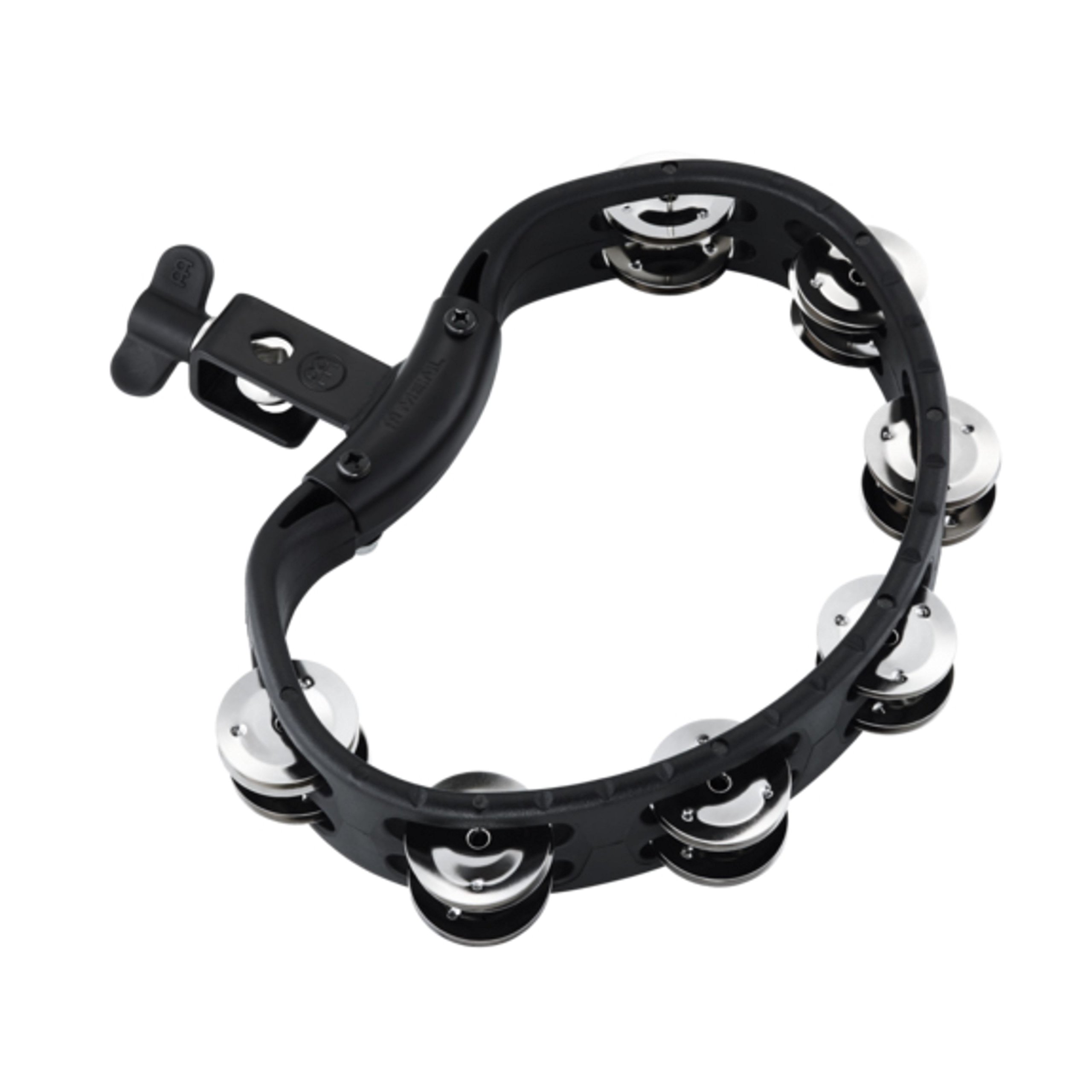 Meinl Percussion Headliner Mountable Tambourine - 2-Row Tambourine - With L-Shaped Holder - ABS Plastic / Steel, Black / Silver (HTMT2BK)