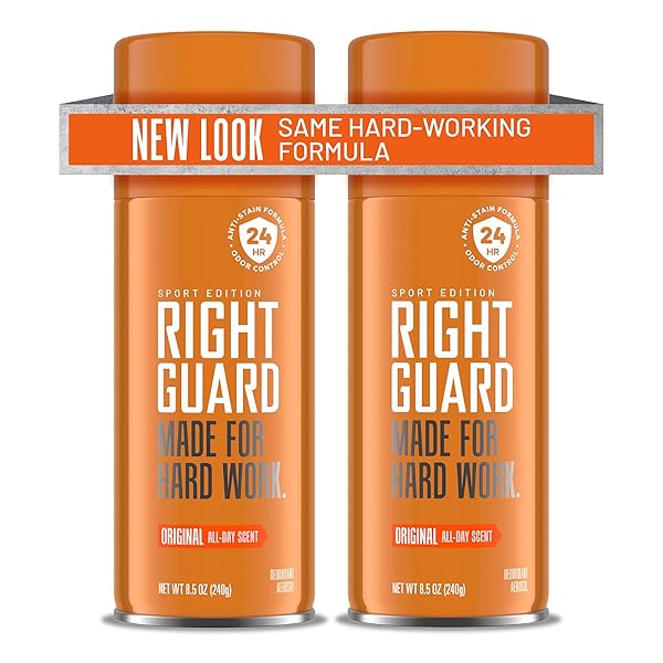 RIGHT GUARD SPORT DEODORANT SPRAY | ANTI-STAIN SPRAY DEODORANT FOR MEN | ALUMINUM FREE | 24-HOUR ODOR CONTROL | ORIGINAL SCENT, 8.5 OZ. (2 COUNT)