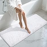 Yimobra Long Bathroom Rugs Runner 60x24 Inch, Extra Thick Soft Absorbent Chenille Bath Mat, Non Slip Machine Washable, Quick Dry Bath Rugs for Bathroom Floor, Tub and Shower, White