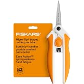 Fiskars 6" Easy Action Micro-Tip Scissors, Sewing, Arts &amp; Crafts Tools | No. 5 Precision Cutting Stainless Steel Blades, SoftGrip Handles for Comfort, Spring-Assisted Handle Reduces Hand Fatigue