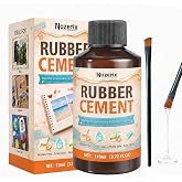 Rubber Cement, Clear Rubber Glue, 110ml, Water Resistant, Non-Yellowing, Rubber Cement Glue with Brush, Paper Cement for DIY, Crafts, Wood, Fabric