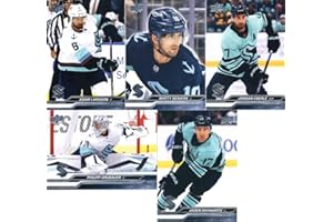 2023-24 Upper Deck Series 1 Veteran Seattle Kraken Team Set of 6 Cards: Matty Beniers(#149), Jordan Eberle(#150), Jaden Schwartz(#151), Yanni Gourde(#152), Adam Larsson(#153), Philipp Grubauer(#154) - Sportscard Superstore