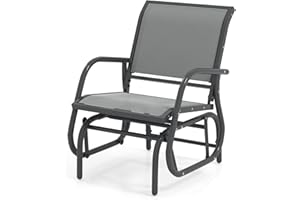 Tangkula Swing Glider Chair, Ergonomic Rocking Chair with Comfortable Fabric, Iron Frame, 4 Non-Slip Foot Pads, Outdoor Patio Glider Rocker Chair for Living Room, Garden, Backyard (1, Grey)