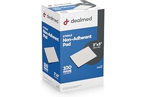 Dealmed Sterile Non-Adherent 2" x 3" Gauze Pads Non-Adhesive Wound Dressing, Highly Absorbent & Non-Stick, Painless Removal-Switch, Individually Wrapped for Extra Protection (Box of 100)
