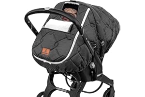 BEATOUTOU Winter Carseat Cover for Baby,Waterproof Baby Car Seat Cover Compatible with Doona Car Seat and Stroller，Winter Infant Carseat Canopy, Keeps Babies Warm and Cozy (Black)